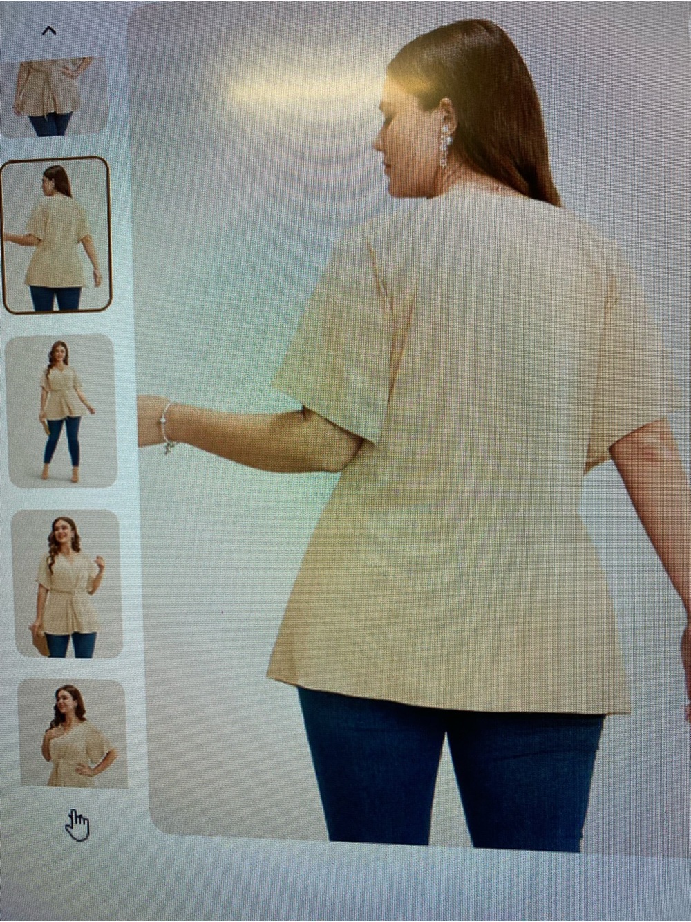 BloomChic Cream Short Sleeve Peplum-Style Plus Top